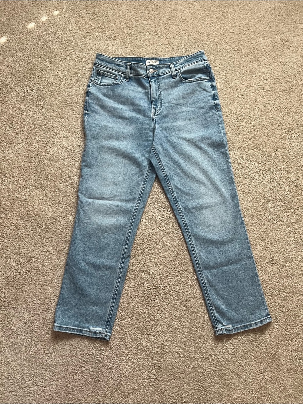 M Jeans by Maurices High Rise Slim Straight Ankle Distressed Jeans Size 14 Short - Picture 2 of 16